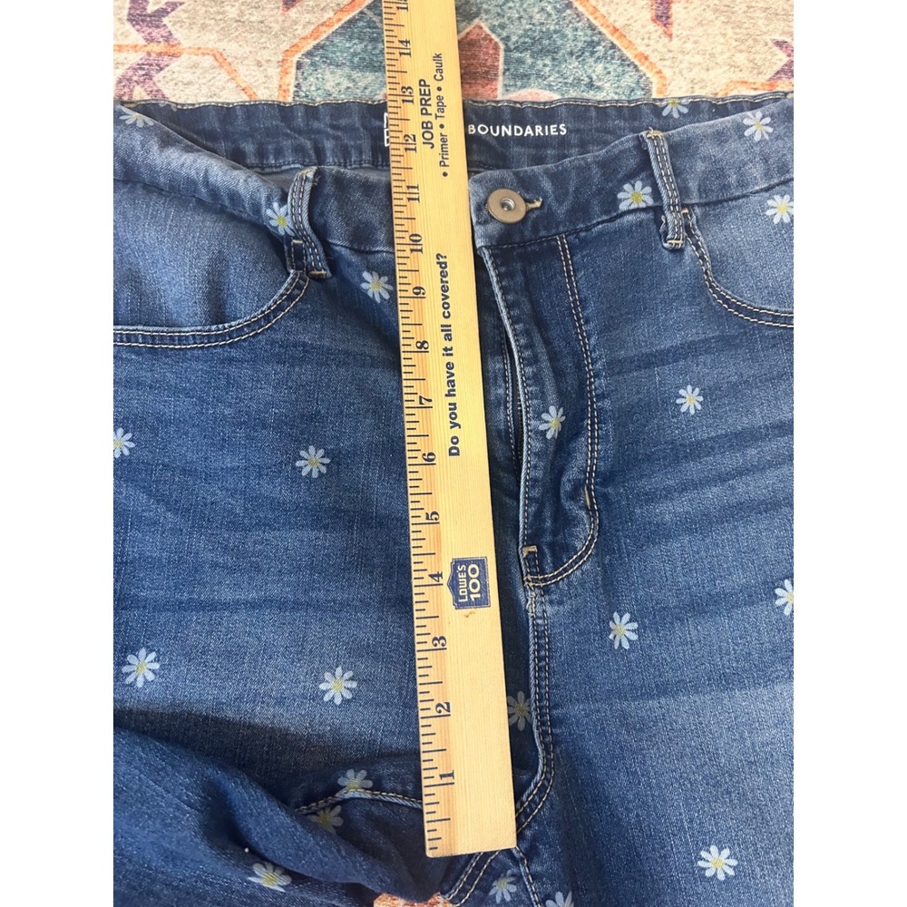 Daisy print dopamine high rise stretch fun funky Jeans junior sz 17 women sz 14 - Picture 4 of 8